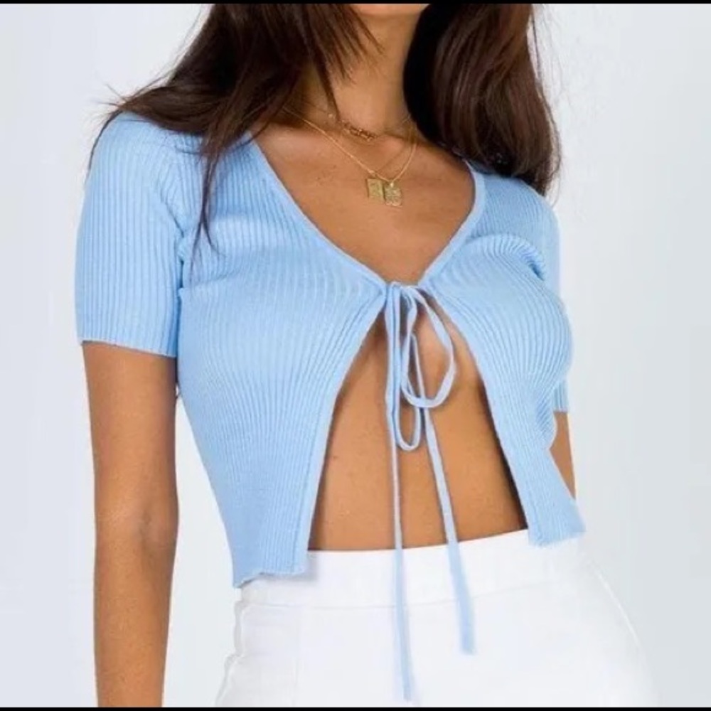 princess polly oakland top blue size small / medium